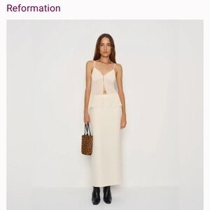 NEW Reformation Kari Two Piece Set in Fior Di Latte Cream Ivory